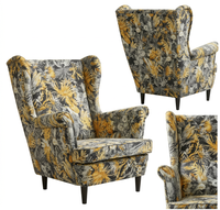 Fotel uszak skandynawski czarny motyw żółty nowoczesny Print Family Meble