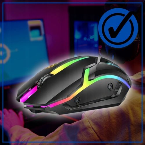 MYSZKA GAMINGOWA MYSZ DLA GRACZY BEZPRZEWODOWA KOMPUTEROWA LED RGB 3600 DPI na Arena.pl