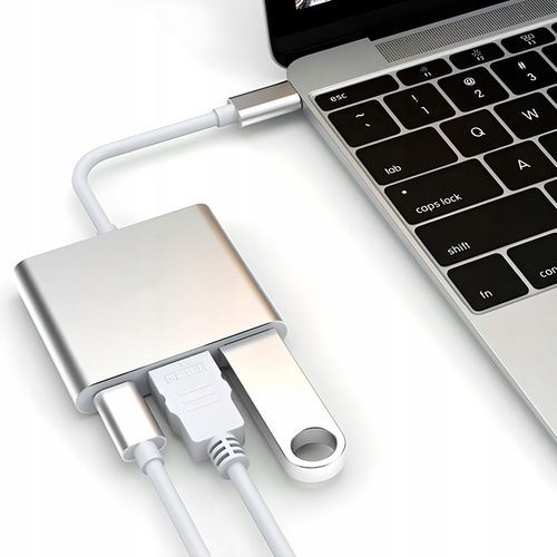PRZEJŚCIÓWKA ADAPTER 3W1 USB-C 4K HDMI HUB USB 3.0 KONWERTER 100W 3A na Arena.pl