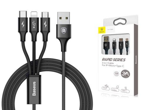 Baseus Kabel Rapid USB 3w1 Micro Usb + USB C + Lighting na Arena.pl