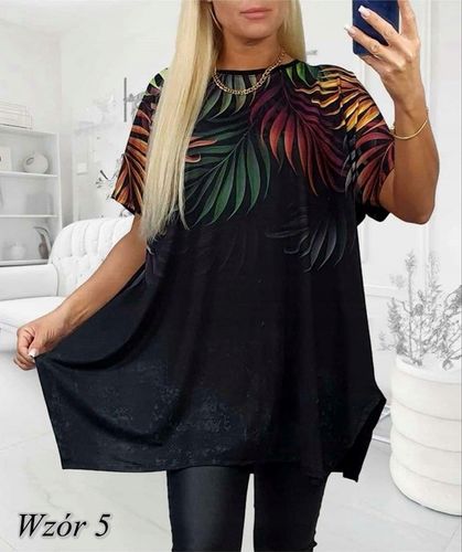 LUŹNA KOBIECA TUNIKA BLUZKA PLUS SIZE V dekolt XL/XXL różne wzory mix 702 na Arena.pl