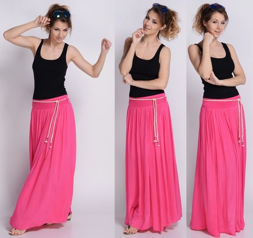 NEW LEKKA Długa zwiewna SPÓDNICA MAXI ściągacz SML na Arena.pl