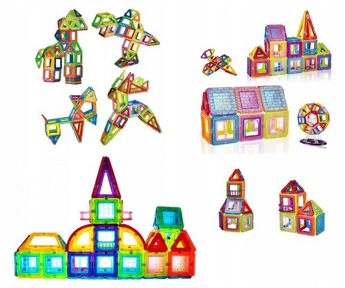 Klocki Magnetyczne 3D 128 elm KONSTRUKCYJNE Edukacyjne Prezenty na Arena.pl