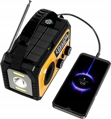 Radio Awaryjne Survivalowe na Korbę Solarne Powerbank 16000mAh Latarka na Arena.pl