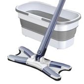Mop płaski obrotowy, X-Mop z wyciskaczem, składane wiadro, 16 l, nakładka
