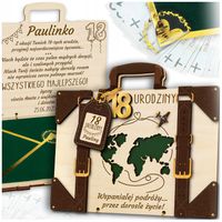 Kartka Walizka Prezent Na 18 Osiemnastkę Koperta Pieniądze Urodziny DREWNO