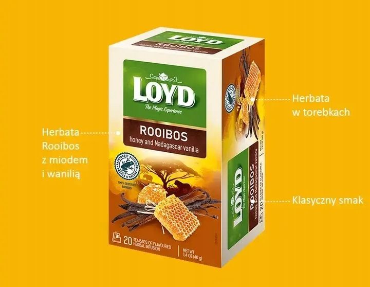 Herbata ziołowa w kopertach Loyd Rooibos miód i wanilia 20szt x16 zdjęcie 4
