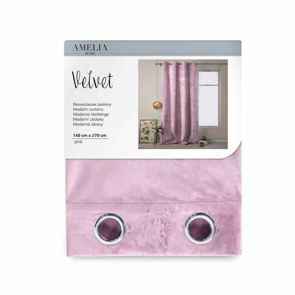 CURT/AH/VELVET/EYELETS/PINK/140X270/1PC zdjęcie 3