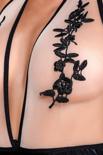 Body Wet Look Z Czarnym Zdobieniem - Kiara Glossy M na Arena.pl