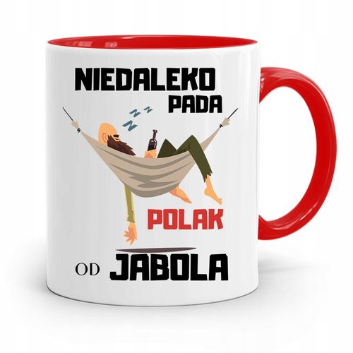 Kubek Czerwony Śmieszny Zabawny Niedaleko Pada Z Nadrukiem Ze Zdjęciem na Arena.pl