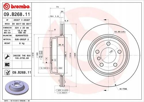 TARCZA HAM TYL 324X20 V BREMBO na Arena.pl