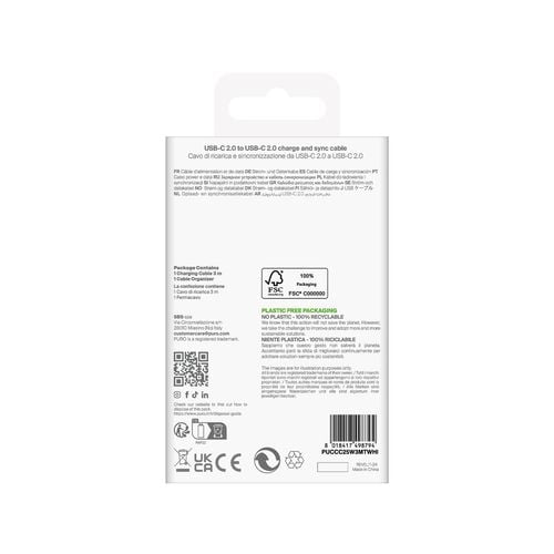 kabel przewód usb-c tpe 25w 3m - biały na Arena.pl