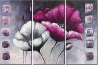 60 90CM OBRAZ 3 ELEM MALOWANE MAKI DRUK PŁÓTNO RAMA