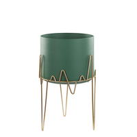 Doniczka na stojaku metalowa 28 x 28 x 50 cm zielono-złota KALANDRA