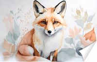 Fototapeta PREMIUM STRUKTURA ZMYWALANA dla dzieci mały słodki lis akwarela