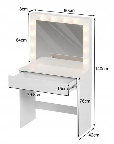 Toaletka kosmetyczna z oświetlniem LED z lustrem do makijażu + na Arena.pl