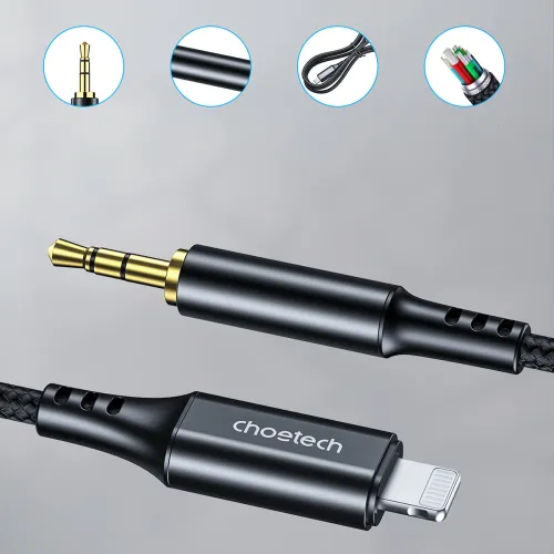 kabel choetech aux009 lighting / mini jack 3.5mm 2 m - czarny na Arena.pl
