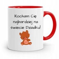 Kubek Czerwony Na Dzień Dziadka Kocham Cię! Z Nadrukiem Ze Zdjęciem