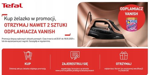 Żelazko parowe Tefal Ultimate PURE FV9865 3000 W mocne 250g/min Anti-Drip na Arena.pl