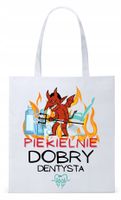 Dla Dentysty Stomatologa Torba Eco Biała Shopper Z Nadrukiem Ze Zdjęciem