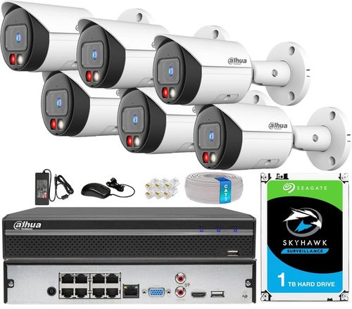 Zestaw Monitoringu IP Dahua 6 Kamer 8Mpx 4K Rejestrator 8 Kanałów PoE na Arena.pl
