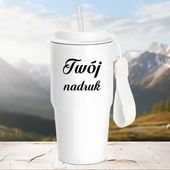 Biały kubek termiczny 600 ml z uchwytem z dowolnym nadrukiem