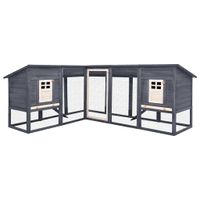 Klatka dla królika z wybiegiem, szaro-biała, drewno jodłowe