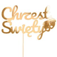 Topper na tort Chrzest Święty Stópki, złoty