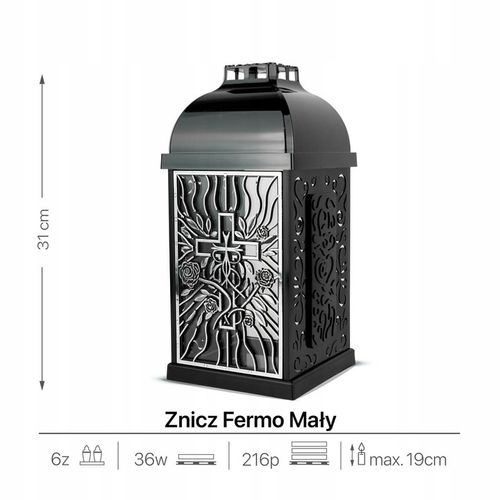 Znicz Artystyczny Serce 31 cm Srebrny Ekskluzywna Kapliczka Fermo Mały na Arena.pl