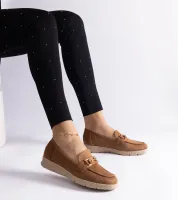 Karmelowe mokasyny damskie z eko zamszu Sandoval 37
