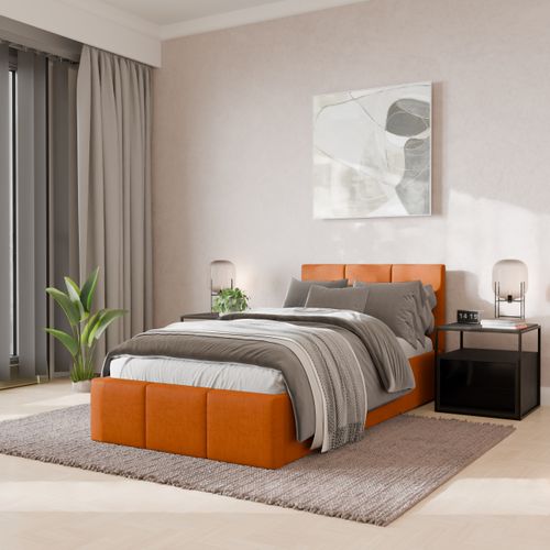 ŁÓŻKO POJEDYNCZE 90x200cm ŁÓŻKO TAPICEROWANE Z POJEMNIKIEM ŻÓŁTE na Arena.pl