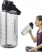 BUTELKA NA WODĘ BIDON Z MIARKĄ ZE SŁOMKĄ PRZYPOMNIENIEM SIŁOWNIA FITNESS 2L
