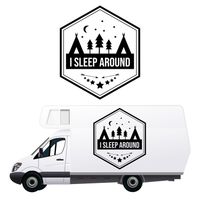 NAKLEJKA NA SAMOCHÓD TERENOWY dekoracyjna I sleep around napis KAMPER 70 cm