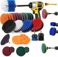 MEGA ZESTAW 25SZT DO CZYSZCZENIA MYCIA TAPICERKI SZCZOTKI NA WIERTARKĘ PADY