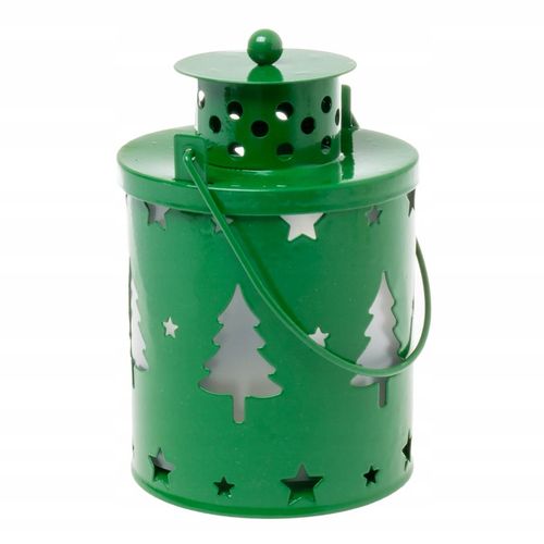 Lampion adwentowy na roraty dla dzieci metalowy zielony choinki LED 12,5 cm na Arena.pl
