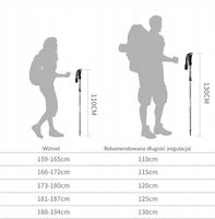 KIJKI TREKKINGOWE, KIJE NORDIC WALKING DO CHODZENIA, SKŁADANE, REGULOWANE