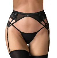 obsessive donarella pas do pończoch czarny xl/2xl haftowany regulowany