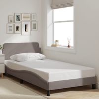 Rama łóżka bez materaca, taupe, 100x200 cm, obita tkaniną