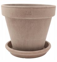Doniczka z Podstawką Szara Ceramiczna Naturalna Tradycyjna Terakota 21cm