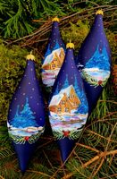 BOMBKI CHOINKOWE SZKLANE RĘCZNIE MALOWANE SOPLE 20 cm.