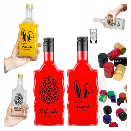 5x Butelki Szklane na WIELKANOC FALA 500ml z NADRUKIEM Na Likiery Nalewki na Arena.pl