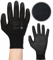 rękawice robocze mercator tech black+black pu - s - 1 para