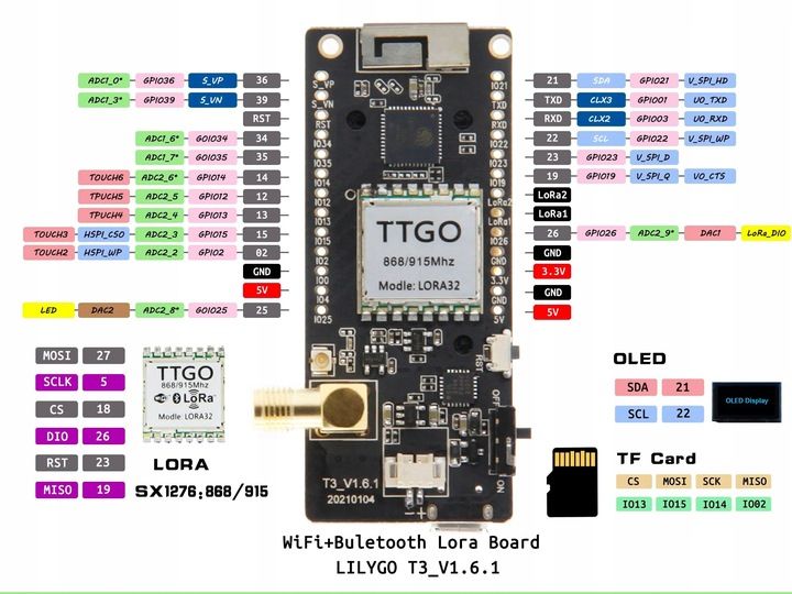 ESP32 LilyGO TTGO V2.1_1.6 LoRa32 Paxcounter LoRa SX1278 433MHz OLED WiFi B zdjęcie 3