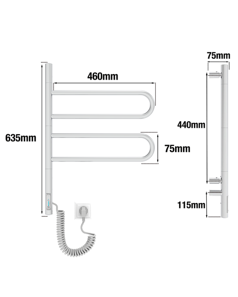 ELNA Grzejnik łazienkowy elektryczny Fluger 2 Chrome ruchome elementy zdjęcie 9
