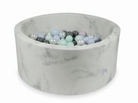 Suchy basen 90x40 marmur z piłeczkami 300szt (jasnomiętowe, różowe jasne perłowe, błękitne jasne perłowe, perłowe, szare)