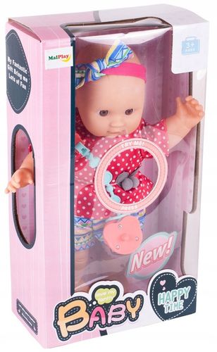 LALKA MIĘKKA INERAKTYWNA BOBAS NIEMOWLAK ZE SMOCZKIEM WYDAJE DŹWIĘKI 31 CM na Arena.pl