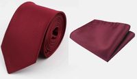 KRAWAT męski bordowy gładki + POSZETKA bordowa
