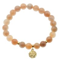 Bransoletka 18,5 cm - Kamień Słoneczny kulki 8mm i srebro złocone