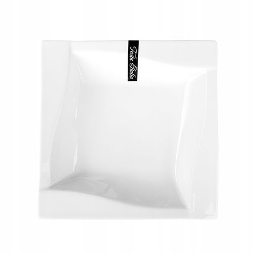 TALERZ OBIADOWY GŁĘBOKI KWADRATOWY 20,5CM VIVA PORCELANOWY DO ZUPY MAKARONU na Arena.pl