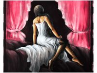 40X50CM PIĘKNA DZIEWCZYNA CZERWIENI OBRAZ